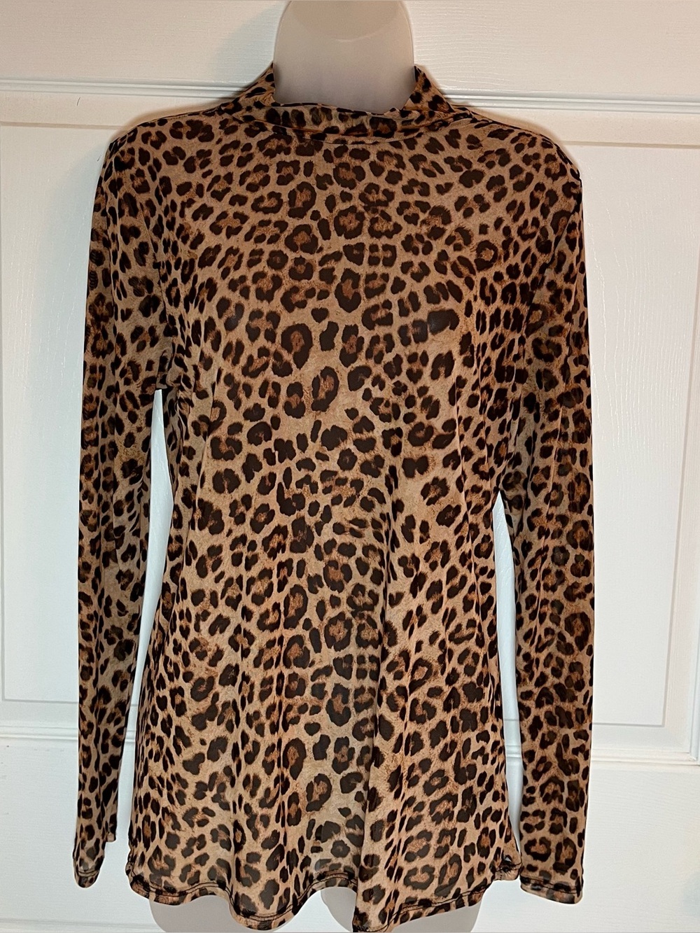 Torrid Leopard Print Sheer Mesh Mock Neck Top Size 0 L/XL Whimsigoth Mob Wife